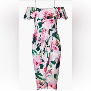 City Chic Love Me Do Floral Cold Shoulder Dress